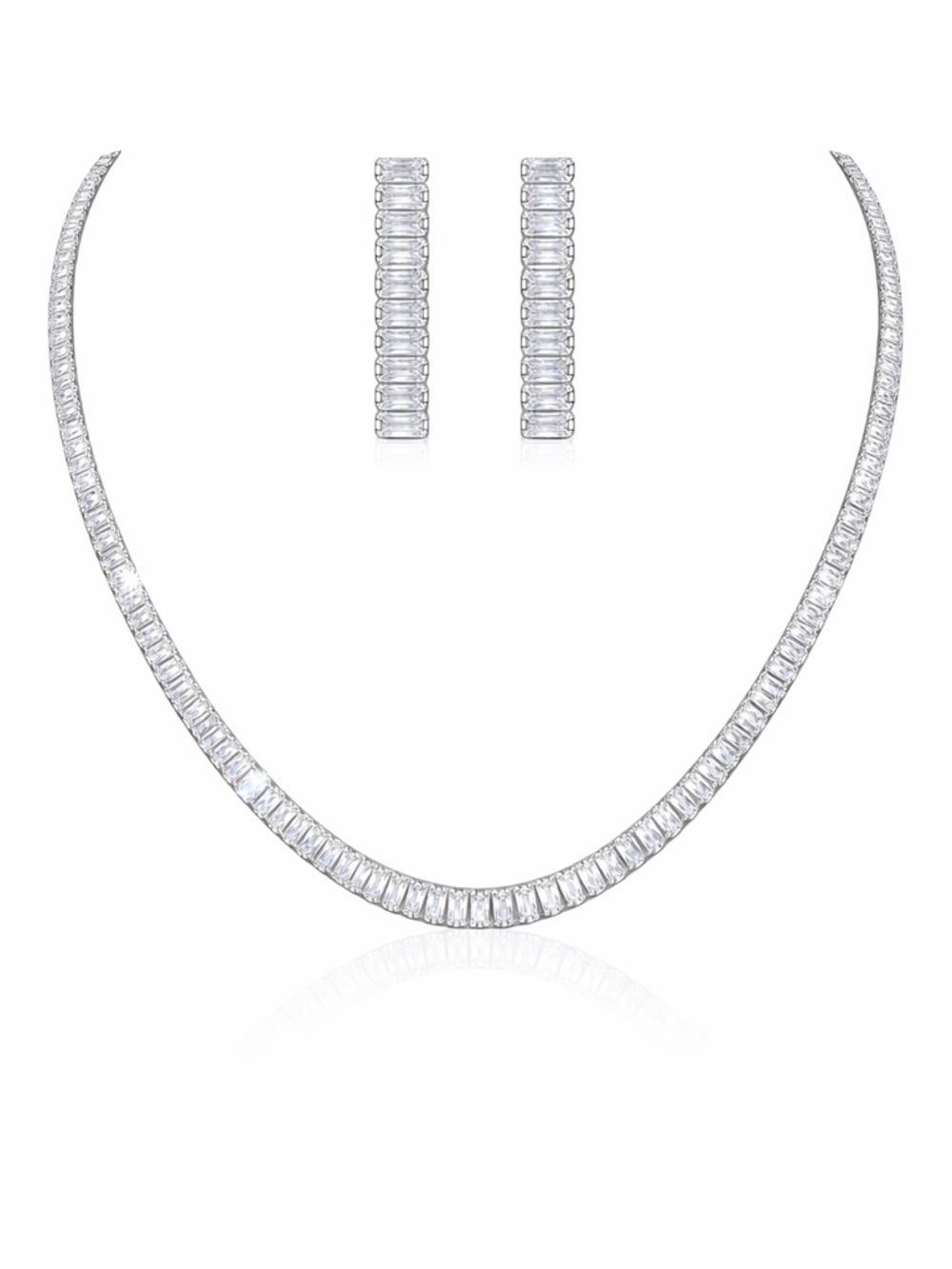 Baguette Simulated Diamond Tennis Necklace - Picture 10 of 11